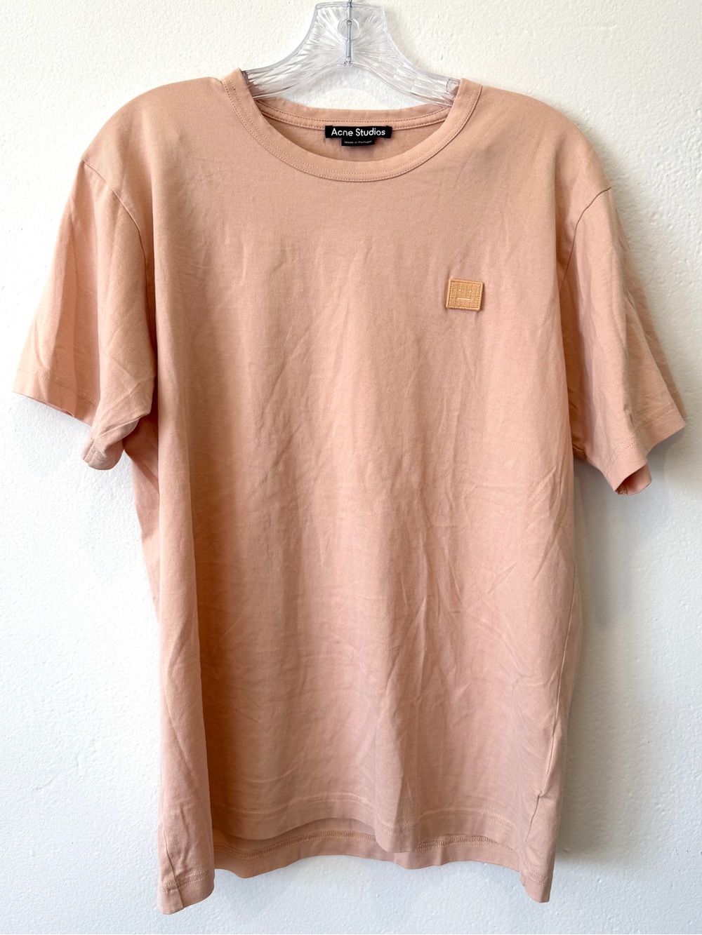 Acne Studios Nash Face Patch Short Sleeve T-Shirt Powder Pink Men's Medium